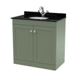 [BFCL826BR1] Swynnerton Traditional 2 Door Floor Standing Vanity Unit with Marble Basin, Satin Green, 800mm - Cutout
