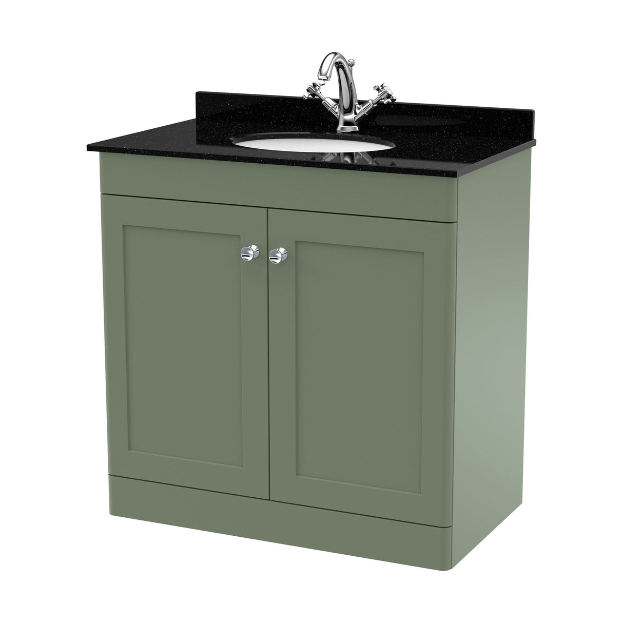 [BFCL826BR1] Swynnerton Traditional 2 Door Floor Standing Vanity Unit with Black Marble Worktop and 1 Tap Hole Basin, Choice of Size and Colour - Cutout