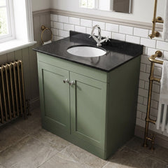 [BFCL826BR1] Swynnerton Traditional 2 Door Floor Standing Vanity Unit with Black Marble Worktop and 1 Tap Hole Basin, Choice of Size and Colour