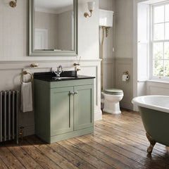 [BFCL826BR1] Swynnerton Traditional 2 Door Floor Standing Vanity Unit with Black Marble Worktop and 1 Tap Hole Basin, Choice of Size and Colour