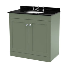 [BFCL826BR3] Swynnerton Traditional 2 Door Floor Standing Vanity Unit with Black Marble Worktop and 3 Tap Hole Basin, Choice of Size and Colour - Cutout