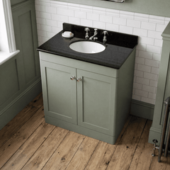 [BFCL826BR3] Swynnerton Traditional 2 Door Floor Standing Vanity Unit with Black Marble Worktop and 3 Tap Hole Basin, Choice of Size and Colour