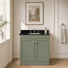 [BFCL826BR3] Swynnerton Traditional 2 Door Floor Standing Vanity Unit with Black Marble Worktop and 3 Tap Hole Basin, Choice of Size and Colour - Silo
