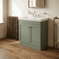 [BFCL826B] Swynnerton Traditional 2 Door Floor Standing Vanity Basin Unit with 3 Tap Hole Traditional Fireclay Basin, Choice of Size and Colour