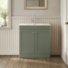 [BFCL826C] Swynnerton Traditional 2 Door Floor Standing Vanity Basin Unit with 1 Tap Hole Minimalist Ceramic Basin, Choice of Size and Colour