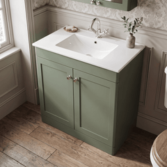 [BFCL826C] Swynnerton Traditional 2 Door Floor Standing Vanity Basin Unit with 1 Tap Hole Minimalist Ceramic Basin, Choice of Size and Colour