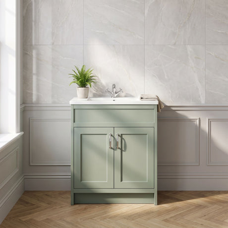 [BFCL826C] Swynnerton Traditional 2 Door Floor Standing Vanity Basin Unit with 1 Tap Hole Minimalist Ceramic Basin, Choice of Size and Colour - Silo