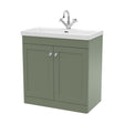 [BFCL826E] Swynnerton Traditional 2 Door Floor Standing Vanity Unit with Thin Edge Basin, Satin Green, 800mm - Cutout