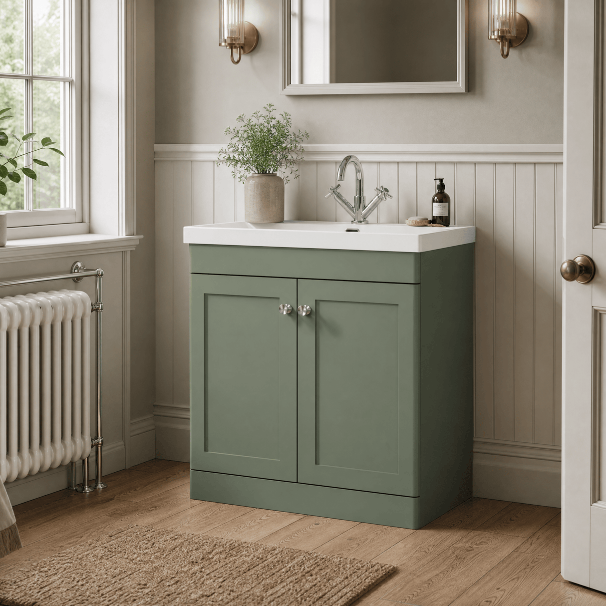 [BFCL826E] Swynnerton Traditional 2 Door Floor Standing Vanity Unit with Thin Edge Basin, Choice of Size and Colour