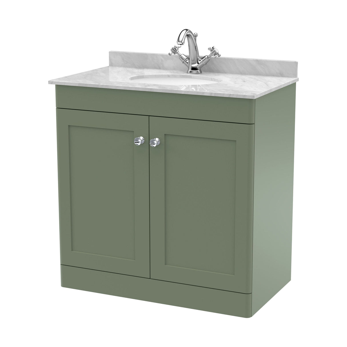 [BFCL826GR1] Swynnerton Traditional 2 Door Floor Standing Vanity Unit with Grey Marble Worktop and 1 Tap Hole Basin, Choice of Size and Colour - Cutout