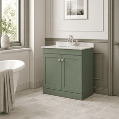 [BFCL826GR1] Swynnerton Traditional 2 Door Floor Standing Vanity Unit with Grey Marble Worktop and 1 Tap Hole Basin, Choice of Size and Colour