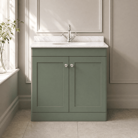 [BFCL826GR1] Swynnerton Traditional 2 Door Floor Standing Vanity Unit with Grey Marble Worktop and 1 Tap Hole Basin, Choice of Size and Colour - Silo