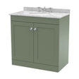 [BFCL826GR3] Swynnerton Traditional 2 Door Floor Standing Vanity Unit with Marble Basin, Satin Green, 800mm - Cutout