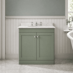 [BFCL826GR3] Swynnerton Traditional 2 Door Floor Standing Vanity Basin Unit with 3 Tap Hole Grey Marble Top Basin, Choice of Size and Colour