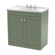 [BFCL826G] Swynnerton Traditional 2 Door Floor Standing Vanity Unit with Basin, Satin Green, 800mm - Cutout
