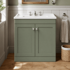 [BFCL826G] Swynnerton Traditional 2 Door Floor Standing Vanity Basin Unit with 3 Tap Hole Traditional Ceramic Basin, Choice of Size and Colour