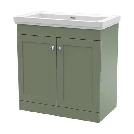 [BFCL826H] Swynnerton Traditional 2 Door Floor Standing Vanity Unit with Basin, Satin Green, 800mm - Cutout