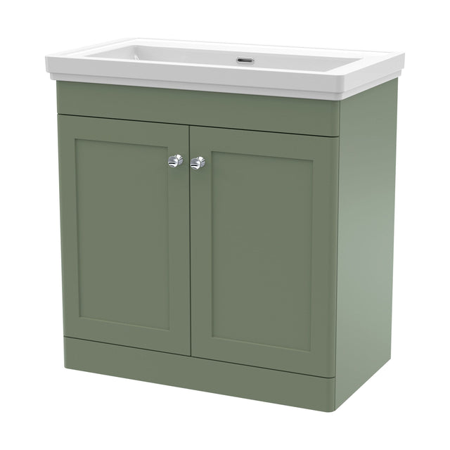 [BFCL826H] Swynnerton Traditional 2 Door Floor Standing Vanity Unit with Basin, Satin Green, 800mm - Cutout