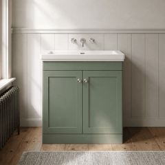 [BFCL826H] Swynnerton Traditional 2 Door Floor Standing Vanity Unit with 0 Tap Hole Traditional Fireclay Basin, Choice of Size and Colour - Silo