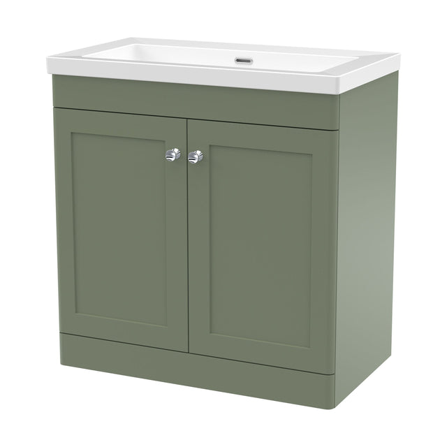 [BFCL826K] Swynnerton Traditional 2 Door Floor Standing Vanity Unit with Fireclay Basin, Satin Green, 800mm - Cutout