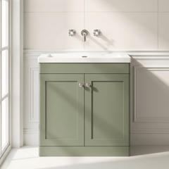[BFCL826K] Swynnerton Traditional 2 Door Floor Standing Vanity Basin Unit with 0 Tap Hole Modern Fireclay Basin, Choice of Size and Colour - Silo