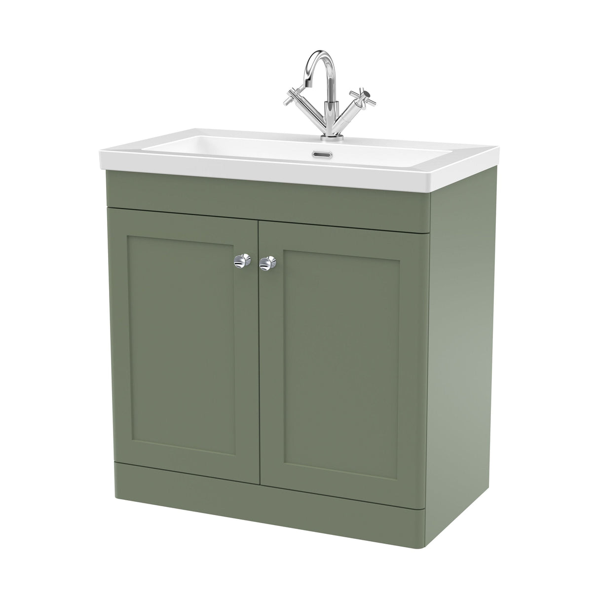 [BFCL826L] Swynnerton Traditional 2 Door Floor Standing Vanity Basin Unit with 1 Tap Hole Modern Fireclay Basin, Choice of Size and Colour - Cutout