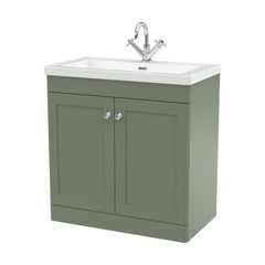 [BFCL826L] Swynnerton Traditional 2 Door Floor Standing Vanity Basin Unit with 1 Tap Hole Modern Fireclay Basin, Choice of Size and Colour - Cutout