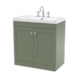 [BFCL826M] Swynnerton Traditional 2 Door Floor Standing Vanity Unit with Fireclay Basin, Satin Green, 800mm - Cutout
