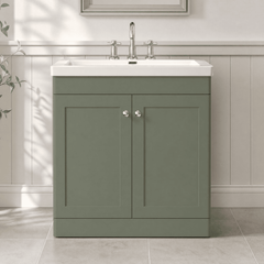 [BFCL826M] Swynnerton Traditional 2 Door Floor Standing Vanity Basin Unit with 3 Tap Hole Modern Fireclay Basin, Choice of Size and Colour