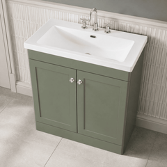 [BFCL826M] Swynnerton Traditional 2 Door Floor Standing Vanity Basin Unit with 3 Tap Hole Modern Fireclay Basin, Choice of Size and Colour