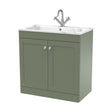 [BFCL826Q] Swynnerton Traditional 2 Door Floor Standing Vanity Unit with Stone Basin, Satin Green, 800mm - Cutout