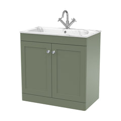 [BFCL826Q] Swynnerton Traditional 2 Door Floor Standing Vanity Basin Unit with 1 Tap Hole Marble Effect Stone Basin, Choice of Size and Colour - Cutout