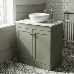 [BFCL826WMT] Swynnerton Traditional 2 Door Floor Standing Vanity Unit with White Marble Worktop, Choice of Size and Colour