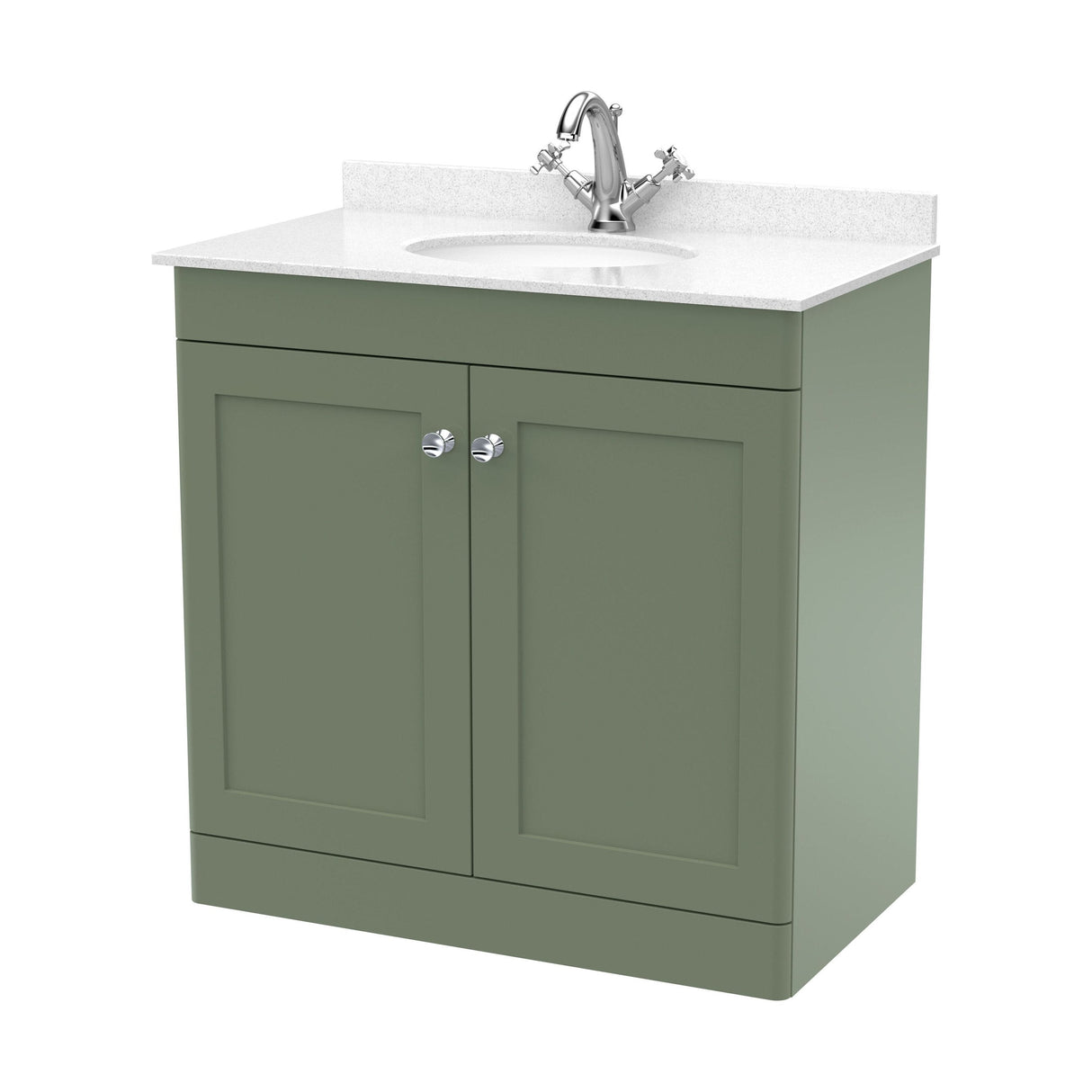 [BFCL826WR1] Swynnerton Traditional 2 Door Floor Standing Vanity Basin Unit with 1 Tap Hole White Marble Worktop and Basin, Choice of Size and Colour - Cutout