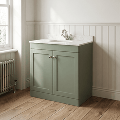 [BFCL826WR1] Swynnerton Traditional 2 Door Floor Standing Vanity Basin Unit with 1 Tap Hole White Marble Worktop and Basin, Choice of Size and Colour