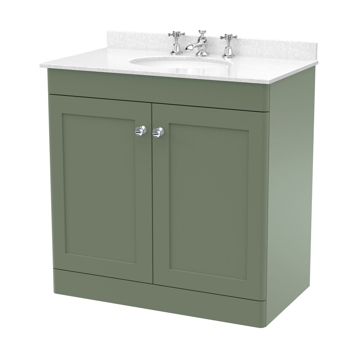[BFCL826WR3] Swynnerton Traditional 2 Door Floor Standing Vanity Basin Unit with 3 Tap Hole White Marble Worktop and Basin, Choice of Size and Colour - Cutout