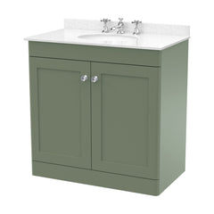 [BFCL826WR3] Swynnerton Traditional 2 Door Floor Standing Vanity Basin Unit with 3 Tap Hole White Marble Worktop and Basin, Choice of Size and Colour - Cutout
