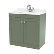 [BFCL826WS1] Swynnerton Traditional 2 Door Floor Standing Vanity Unit with Marble Basin, Satin Green, 800mm - Cutout
