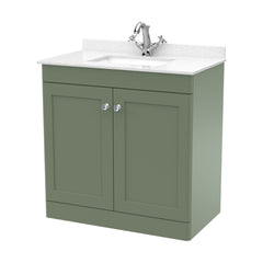 [BFCL826WS1] Swynnerton Traditional 2 Door Floor Standing Vanity Basin Unit with 1 Tap Hole White Marble Worktop and Square Basin, Choice of Size and Colour - Cutout