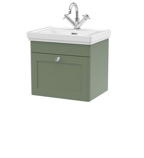 Swynnerton Traditional Wall Hung 1 Drawer Vanity Basin Unit with Fireclay Basin - Choice of Colour and Size