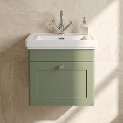 [BFCL891A] Swynnerton Traditional Wall Hung 1 Drawer Vanity Basin Unit with Fireclay Basin - Choice of Colour and Size - Silo