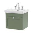 [BFCL891B] Swynnerton Traditional 1 Drawer Wall Hung Vanity Unit with Basin, Satin Green, 500mm - Cutout