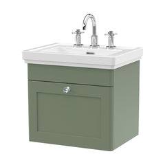 [BFCL891B] Swynnerton Traditional 1 Drawer Wall Hung Vanity Basin Unit with 3 Tap Hole Traditional Fireclay Basin, Choice of Size and Colour - Cutout