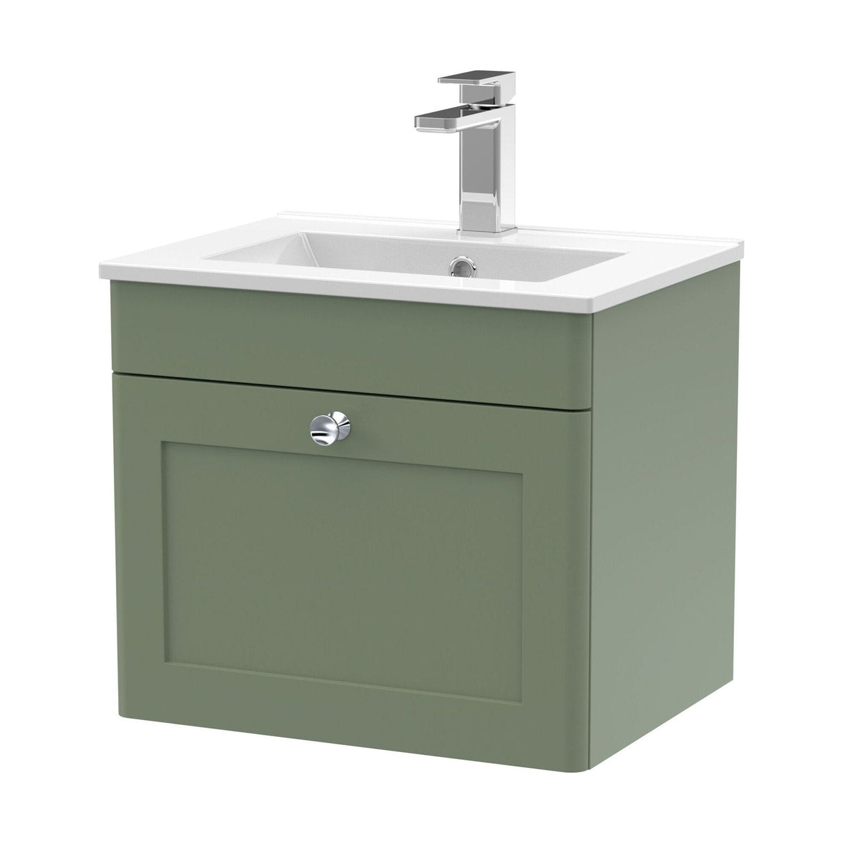 [BFCL891C] Swynnerton Traditional 1 Drawer Wall Hung Vanity Basin Unit with 1 Tap Hole Minimalist Ceramic Basin, Choice of Size and Colour - Cutout