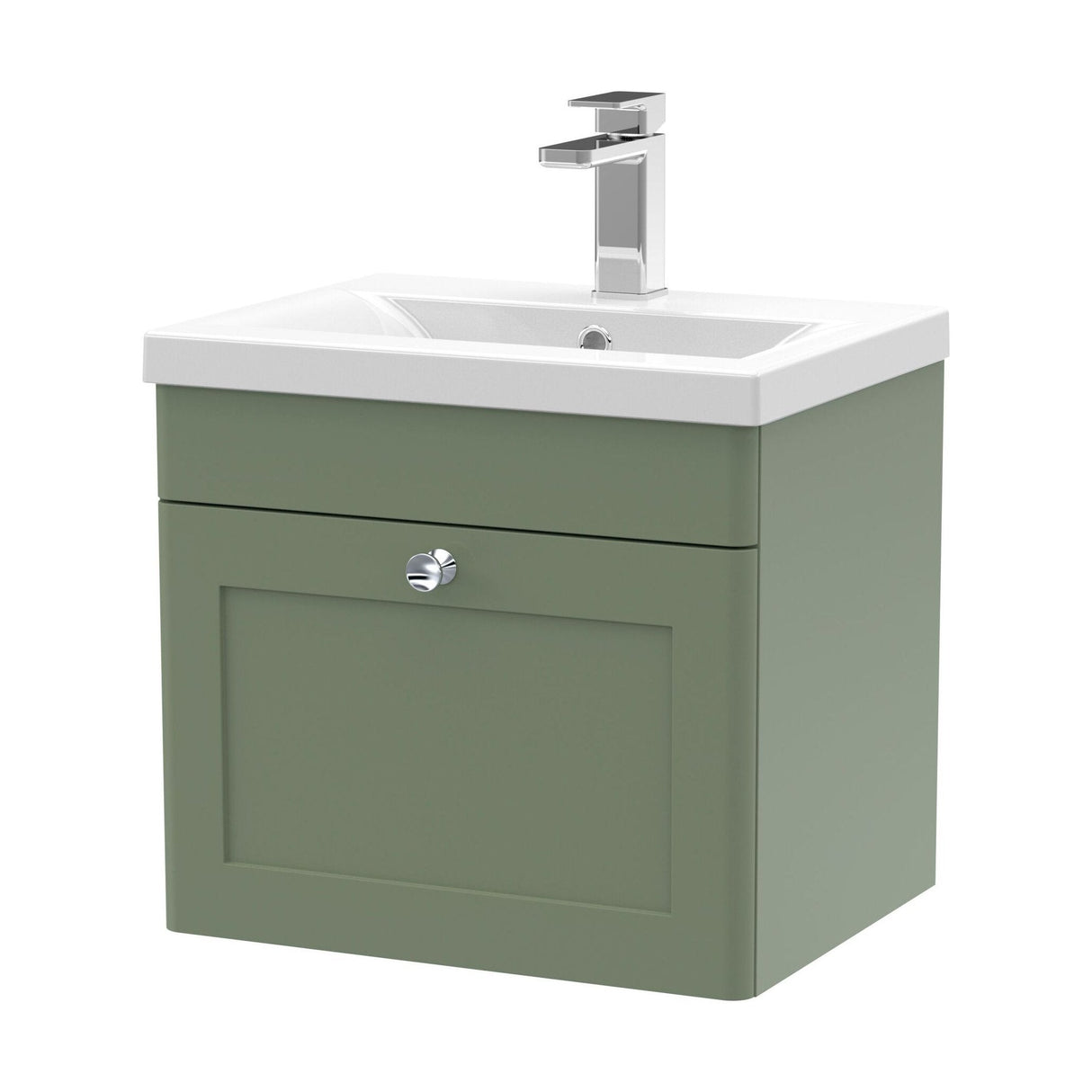 [BFCL891D] Swynnerton Traditional 1 Drawer Wall Hung Vanity Unit with Mid-Edge Basin, 500mm, Choice of Colour - Cutout