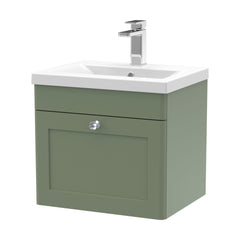 [BFCL891D] Swynnerton Traditional 1 Drawer Wall Hung Vanity Unit with Mid-Edge Basin, 500mm, Choice of Colour - Cutout