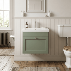 [BFCL891D] Swynnerton Traditional 1 Drawer Wall Hung Vanity Unit with Mid-Edge Basin, 500mm, Choice of Colour