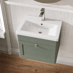 [BFCL891D] Swynnerton Traditional 1 Drawer Wall Hung Vanity Unit with Mid-Edge Basin, 500mm, Choice of Colour