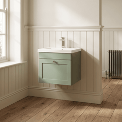 [BFCL891D] Swynnerton Traditional 1 Drawer Wall Hung Vanity Unit with Mid-Edge Basin, 500mm, Choice of Colour
