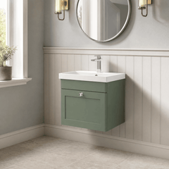 [BFCL891E] Swynnerton Traditional 1 Drawer Wall Hung Vanity Unit with Thin Edge Basin, Choice of Size and Colour
